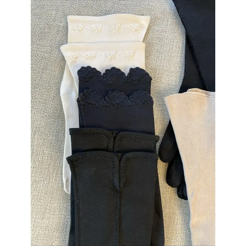 Lot of 5 Vintage Leather Cloth Dress Gloves Embroidered MCM S/M